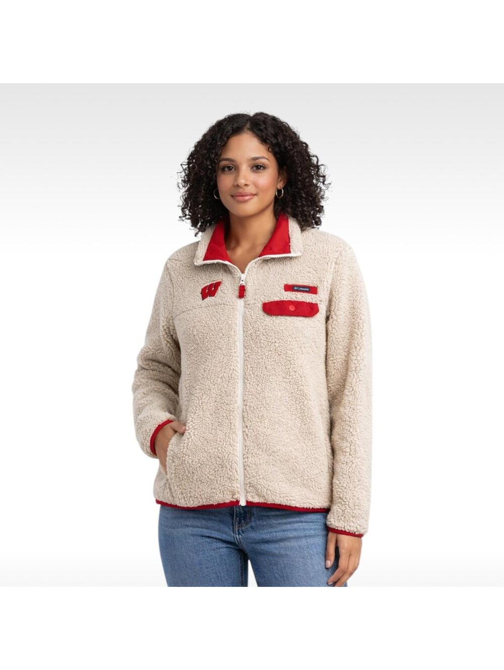 Columbia Wisconsin Badgers Mountain Side Sherpa Fleece Jacket, Full Zip, Medium